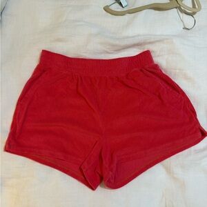 Z Supply Women's Vibrant Pink Terry Cloth Shorts